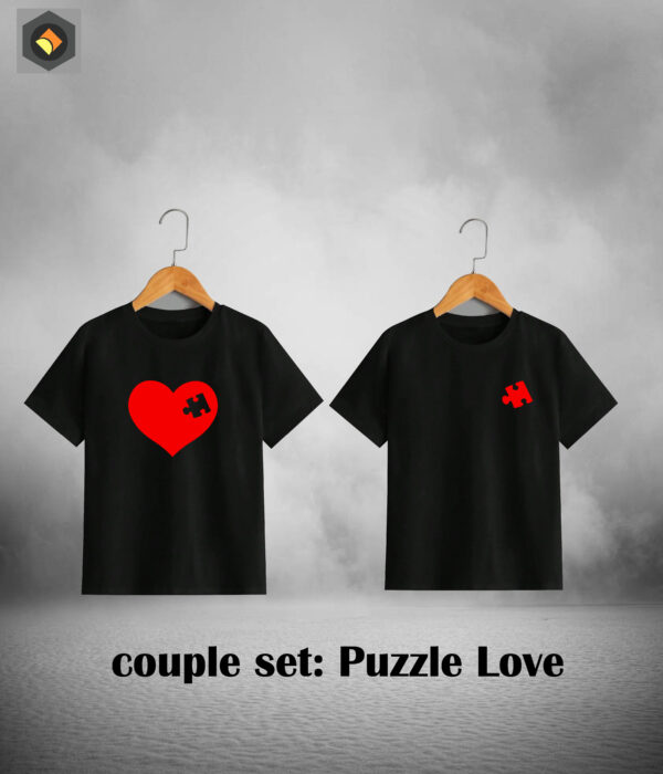 Puzzle love(red) Couple T-Shirt set (Red Puzzle Love)