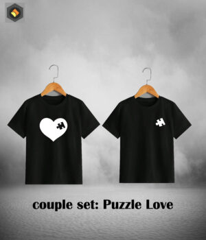 Puzzle love(white) Couple T-Shirt set (White Puzzle Love)